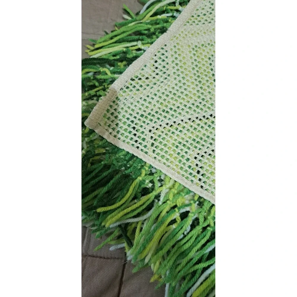 Vintage Green Afghan Crochet Throw Blanket